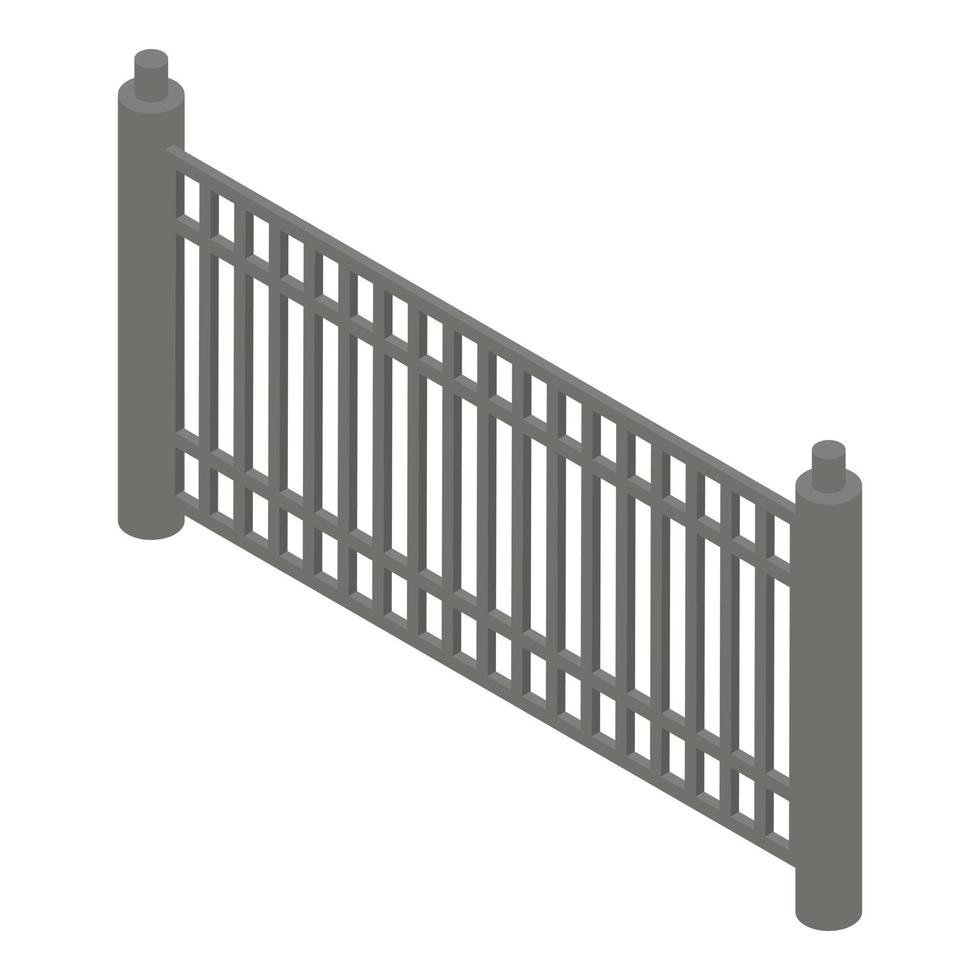 Metal low fence icon, isometric style vector