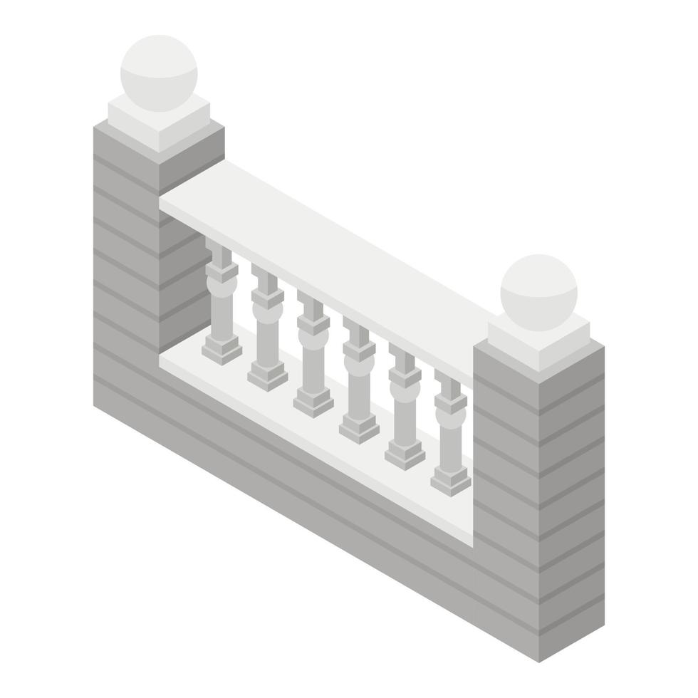 White stone fence icon, isometric style vector