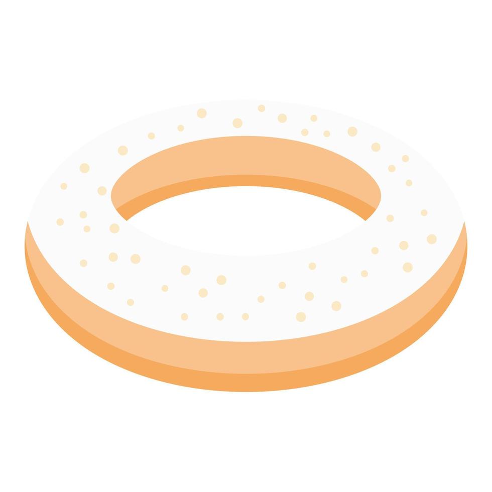 Vanilla donut icon, isometric style vector