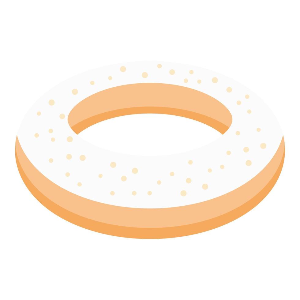 Vanilla donut icon, isometric style vector