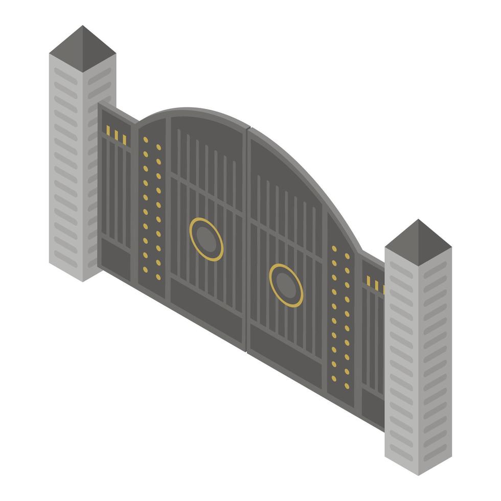 Metal gates icon, isometric style vector