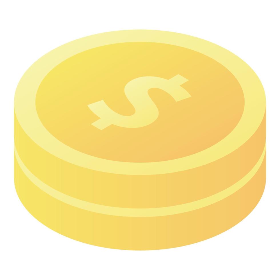 Coin stack icon, isometric style vector