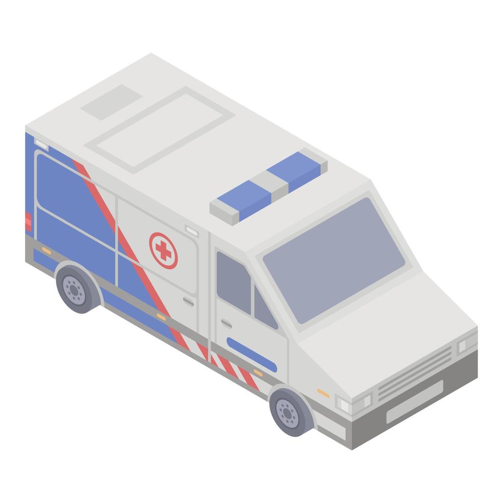 icono de coche de ambulancia, estilo isométrico vector