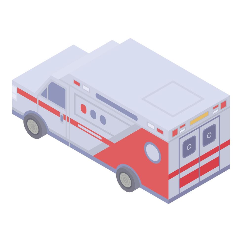icono de coche de ambulancia americana, estilo isométrico vector