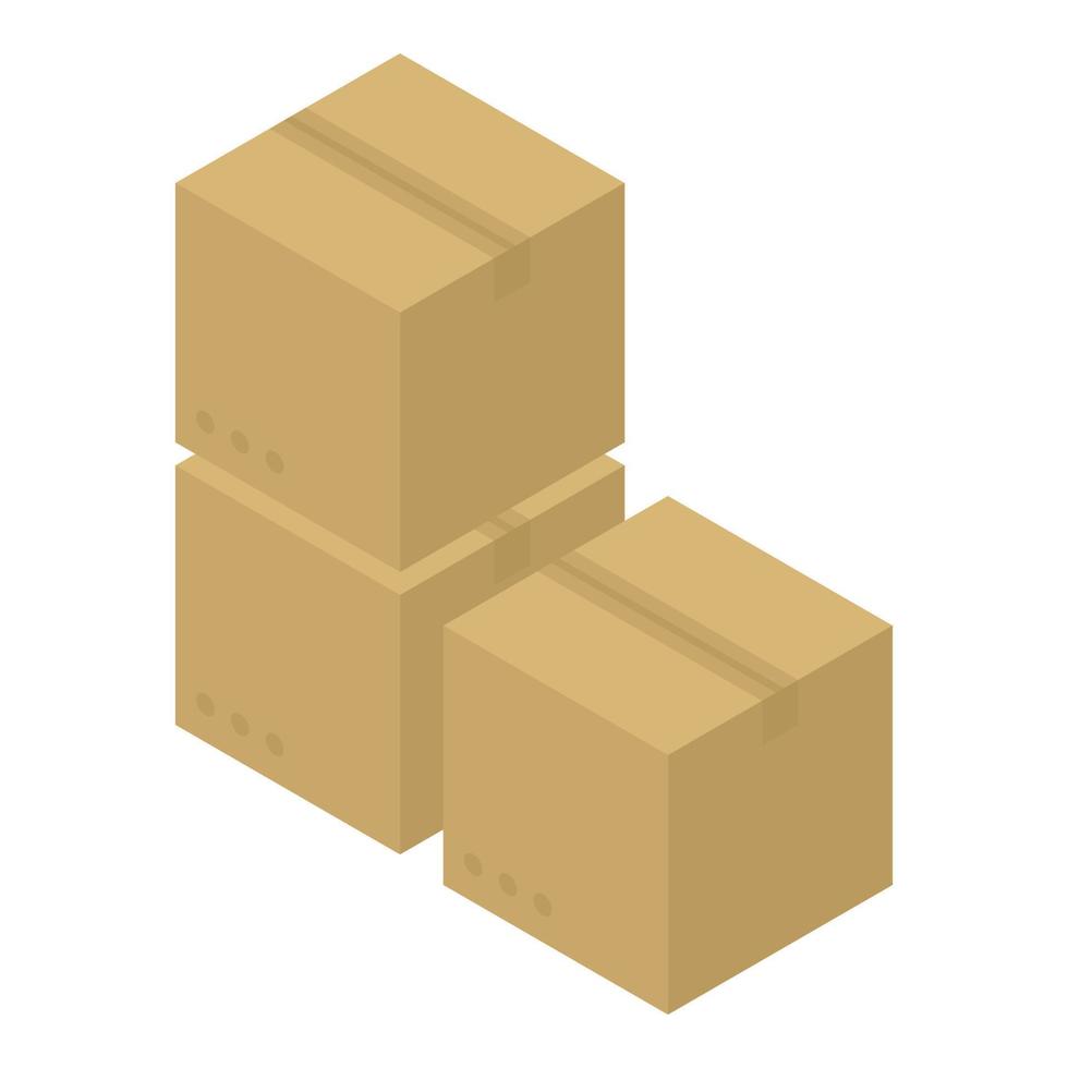 icono de pila de caja de cartón, estilo isométrico vector