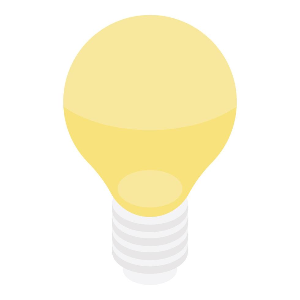 Yellow bulb icon, isometric style vector