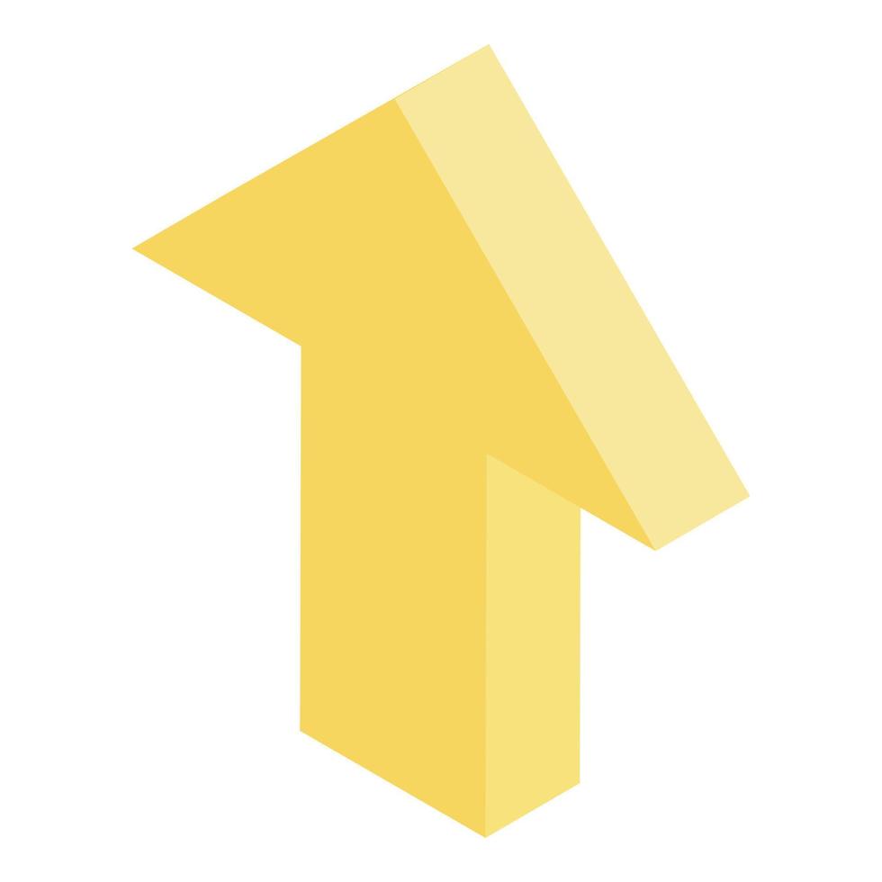 Yellow arrow icon, isometric style vector