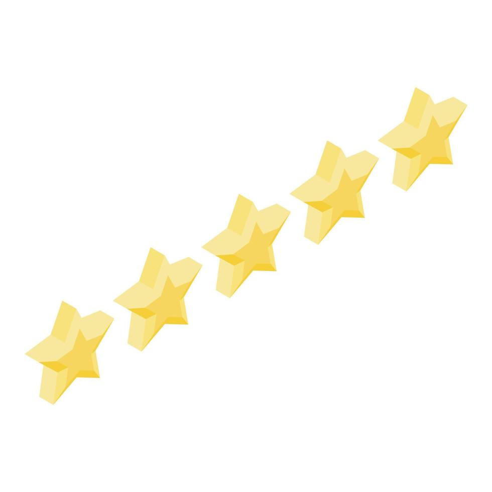 Five stars review icon, isometric style vector