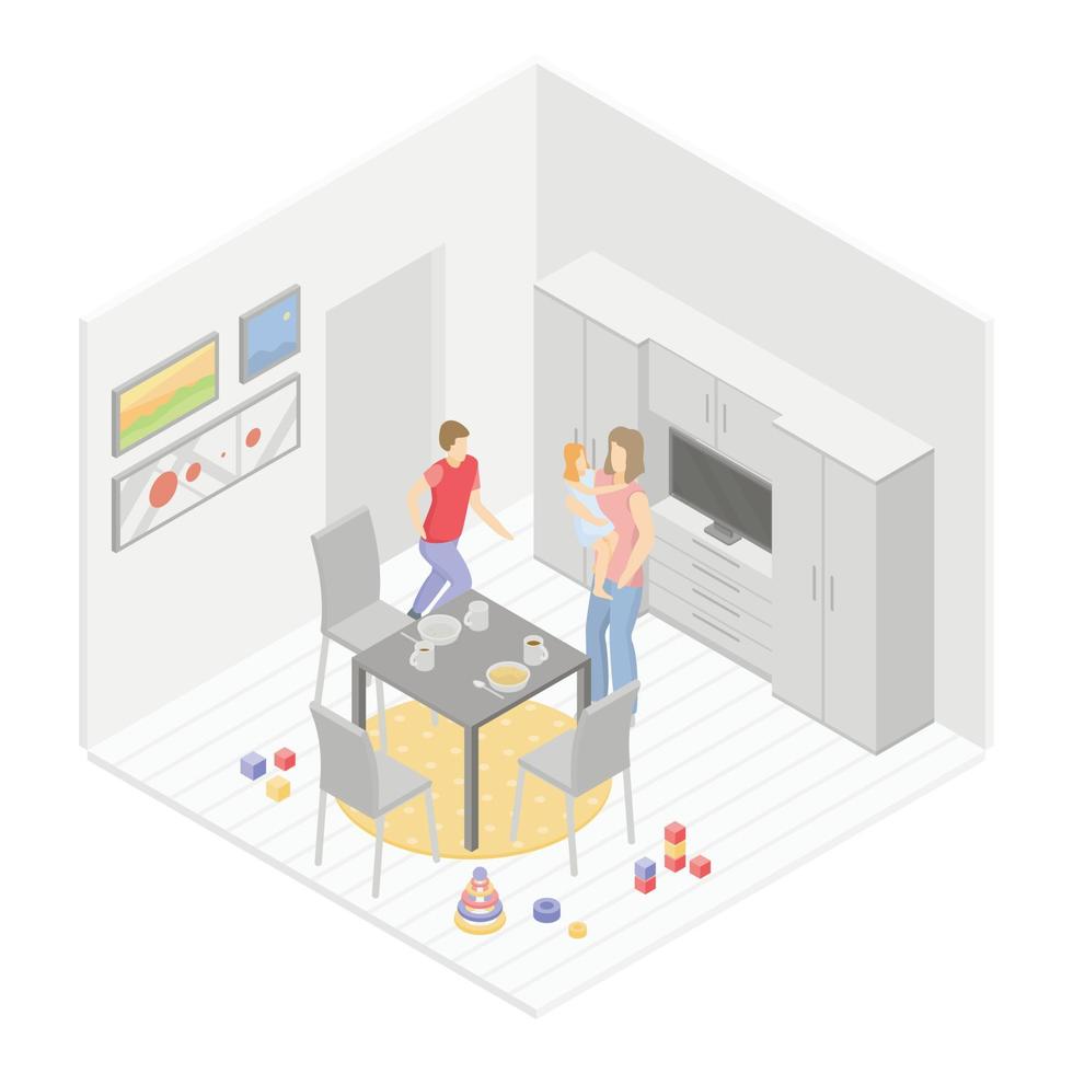 Modern kitchen room icon, isometric style vector