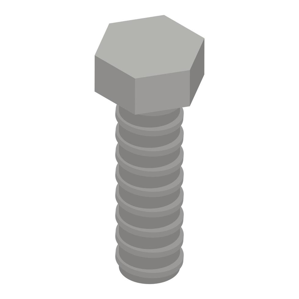 Hex metal bolt icon, isometric style vector