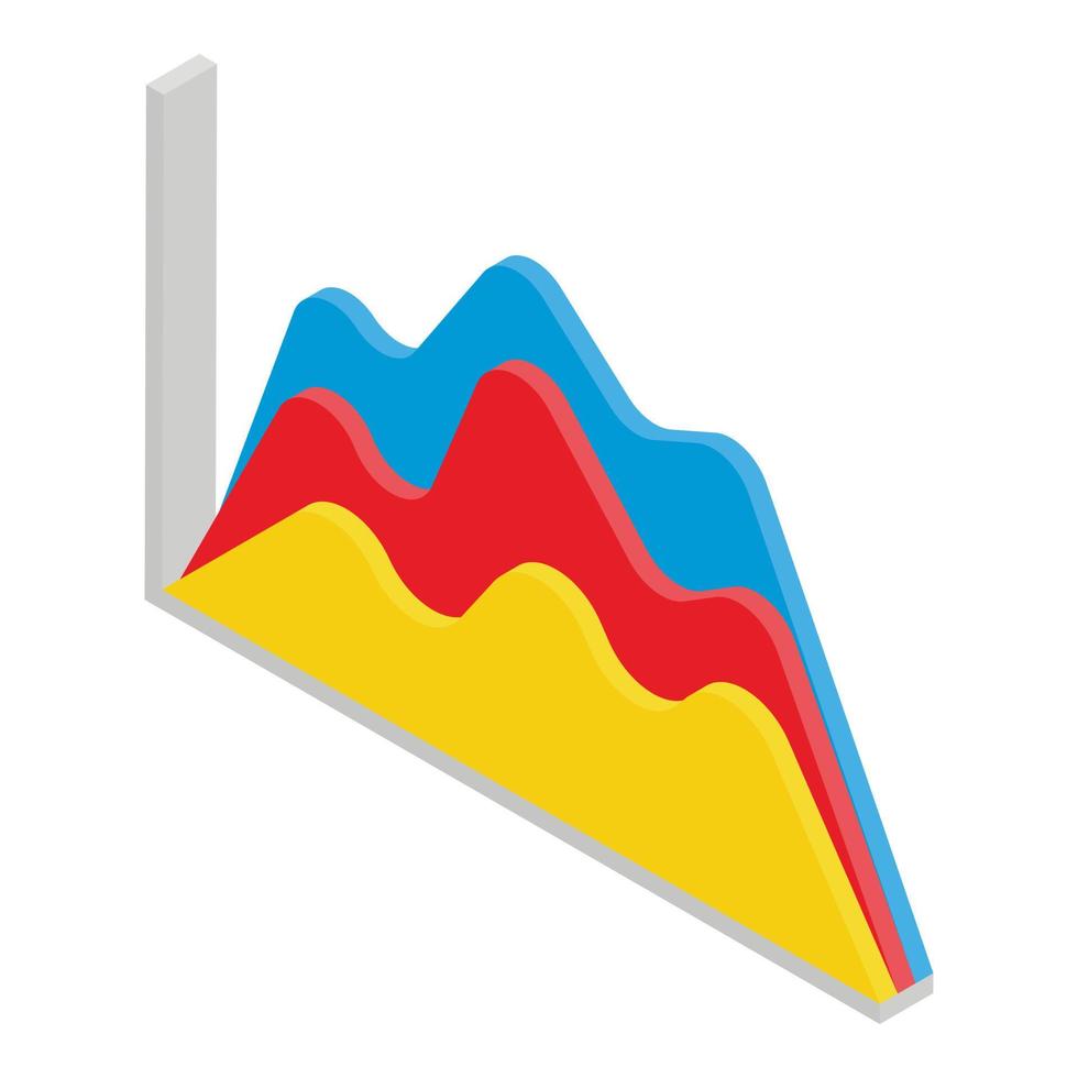 Colorful graph wave icon, isometric style vector