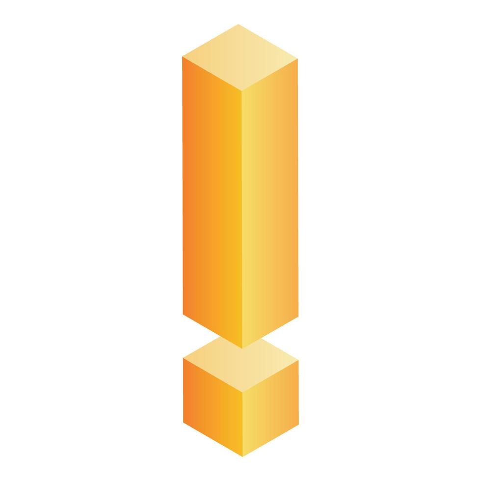 Exclamation sign icon, isometric style vector