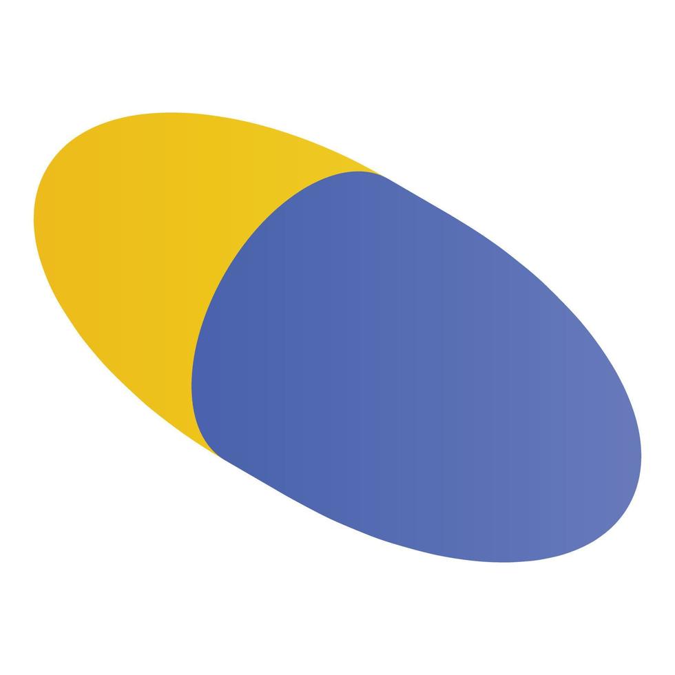 icono de cápsula azul amarillo, estilo isométrico vector