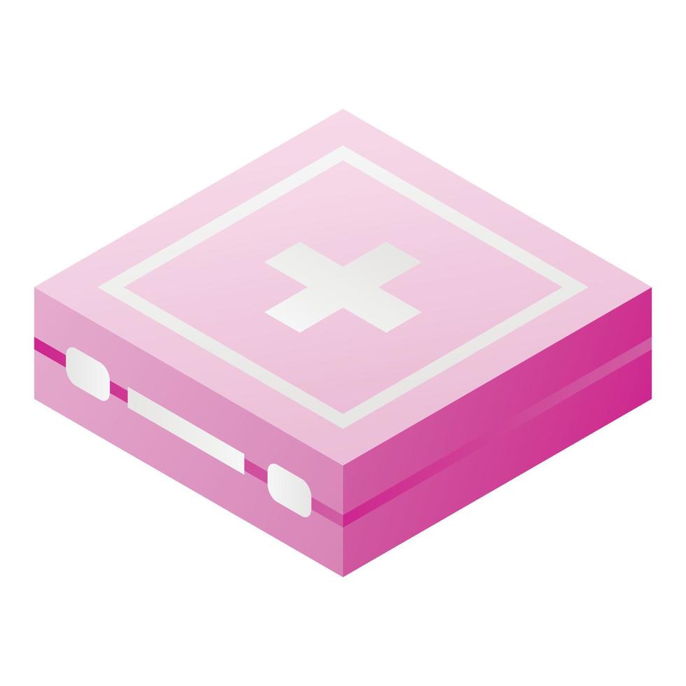 Home first aid kit icon, isometric style vector