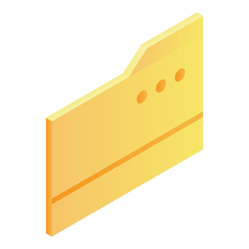 Yellow folder icon, isometric style vector