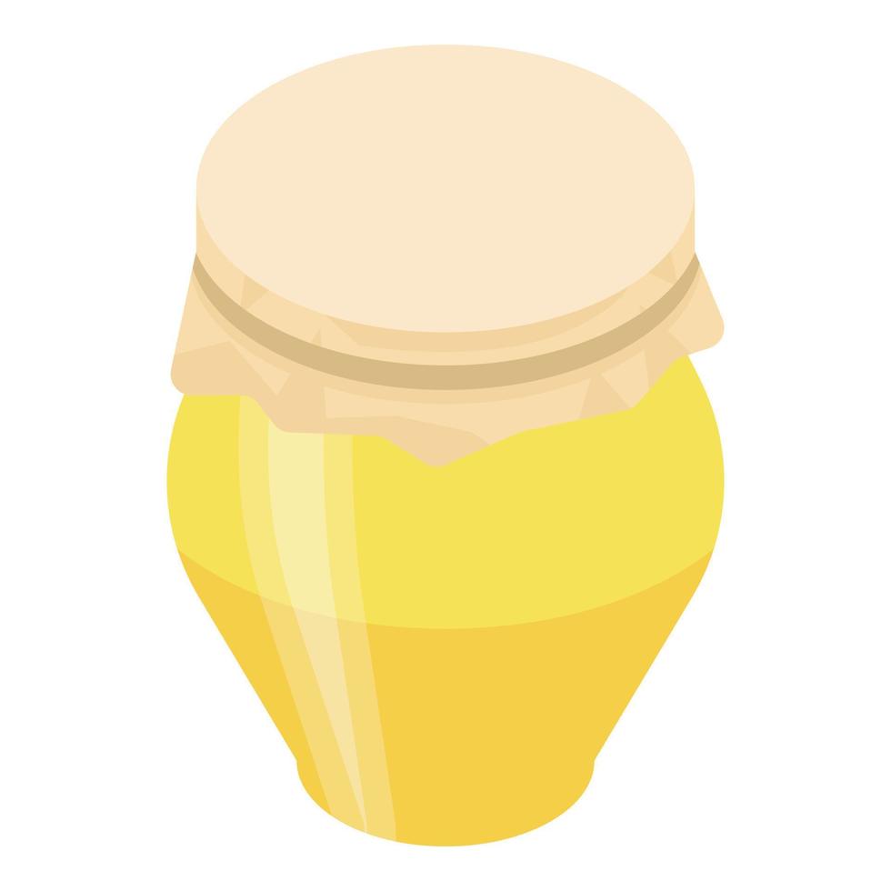 Glass jar of honey icon, isometric style vector