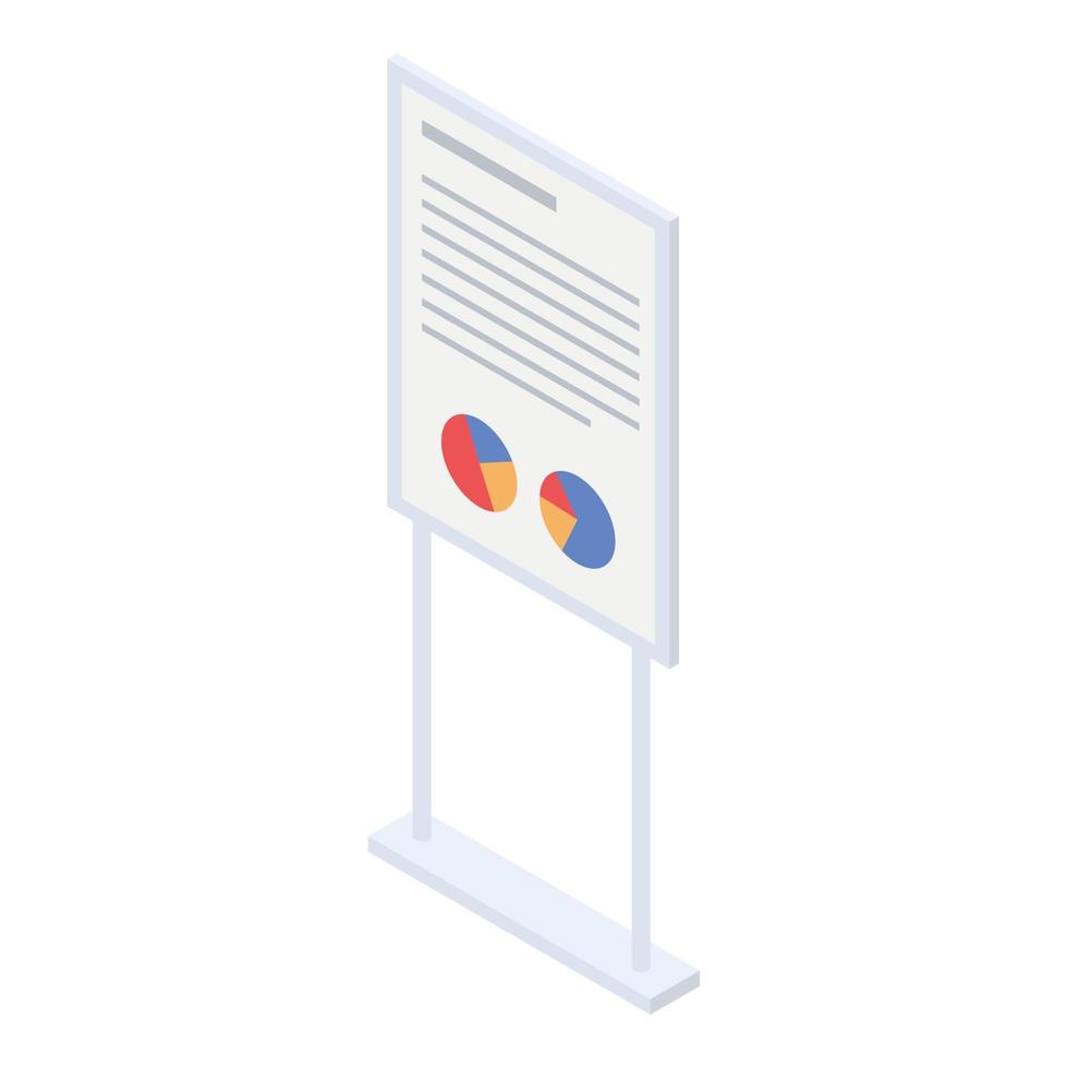 Meeting board chart icon, isometric style vector