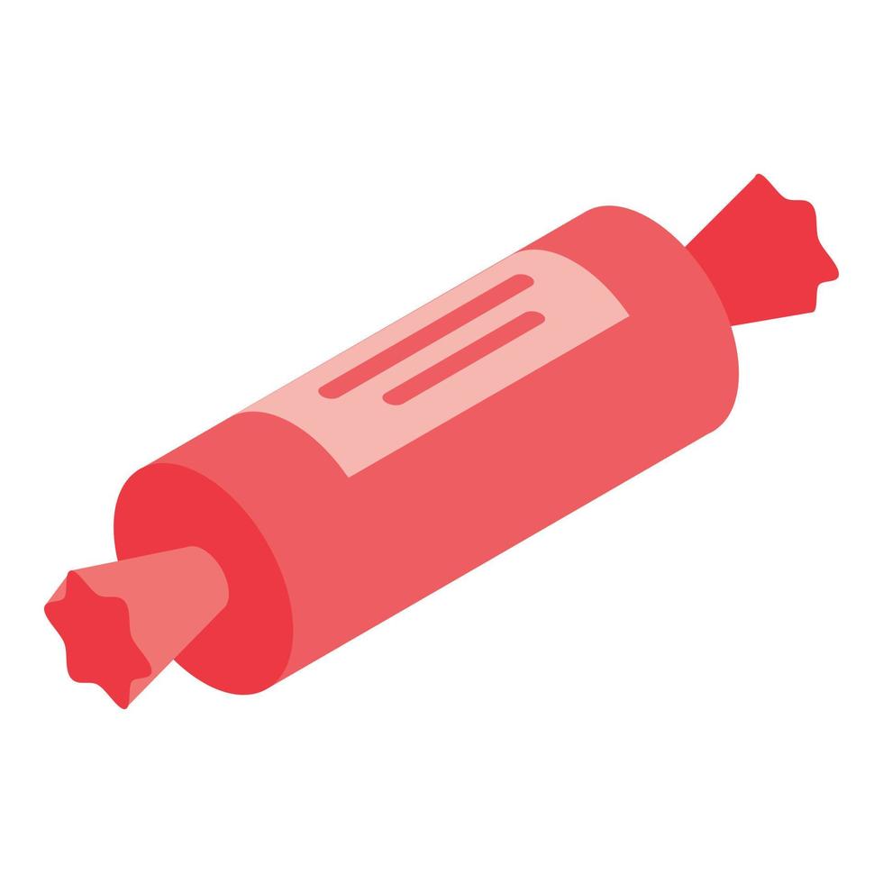 icono de bombón rojo, estilo isométrico vector