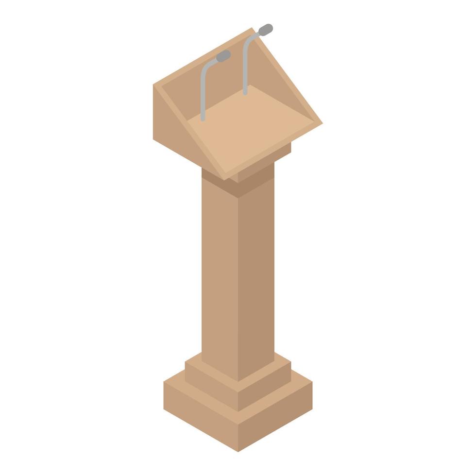 Wood speaker tribune icon, isometric style vector