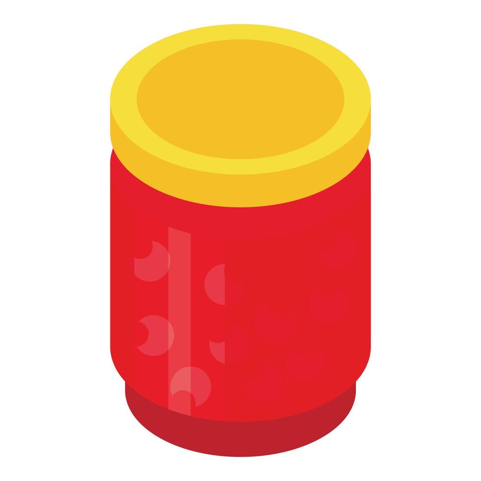 Jar of cherry jam icon, isometric style vector