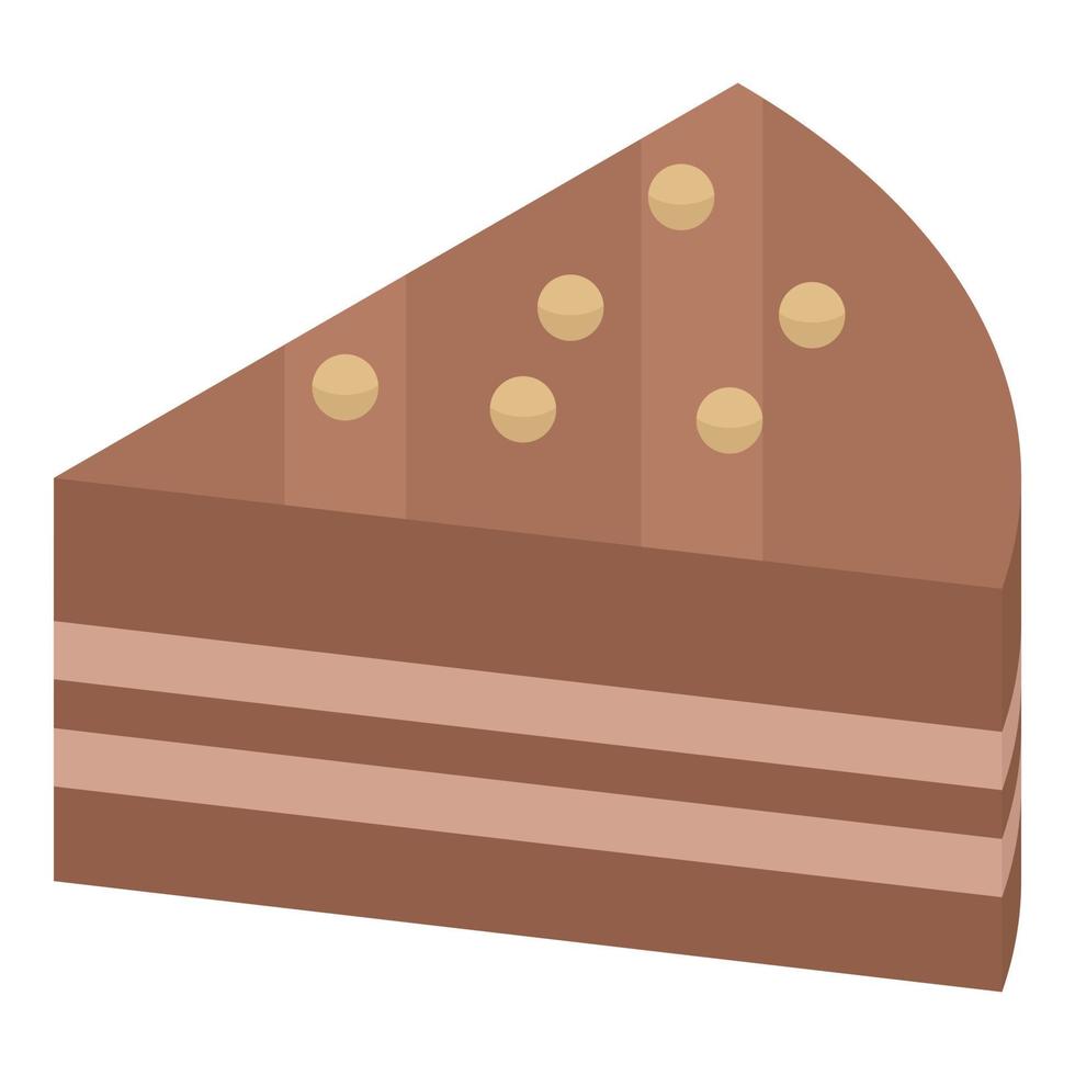 Chocolate piece cake icon, isometric style vector