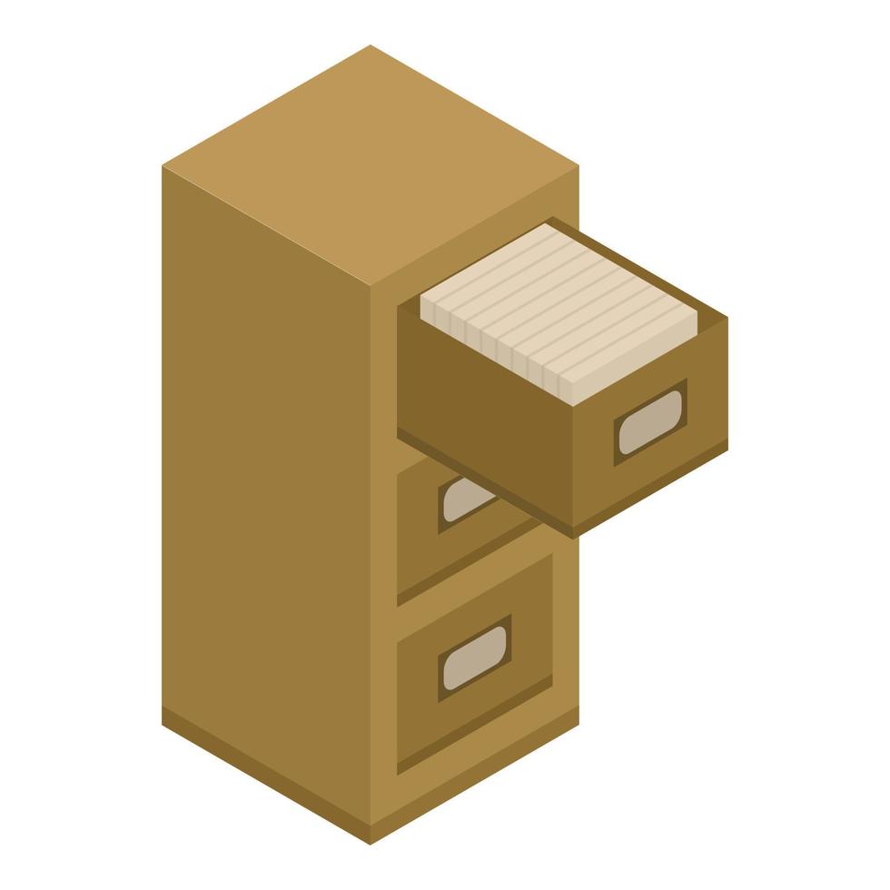 Open archive drawer icon, isometric style vector