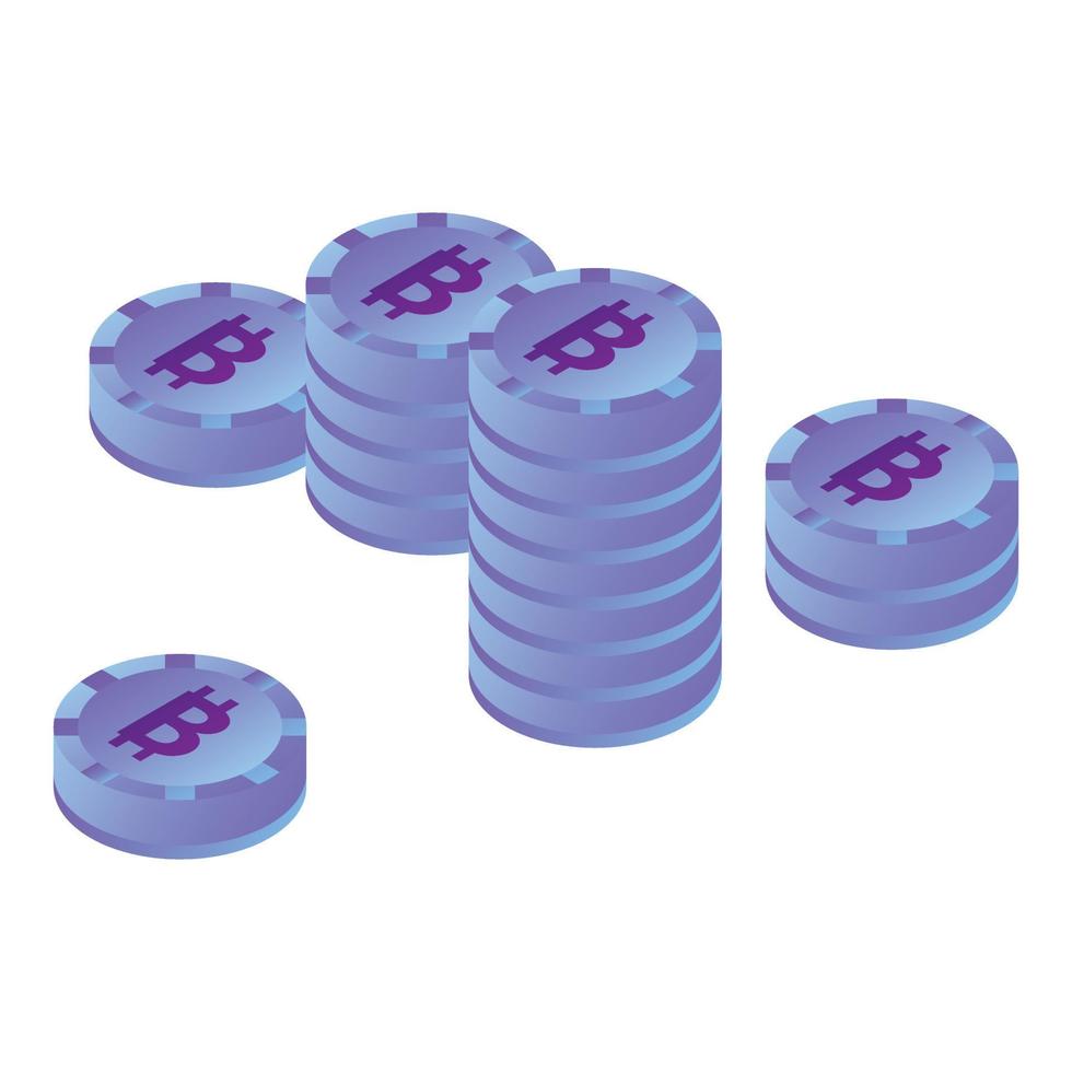 Bitcoins stack icon, isometric style vector