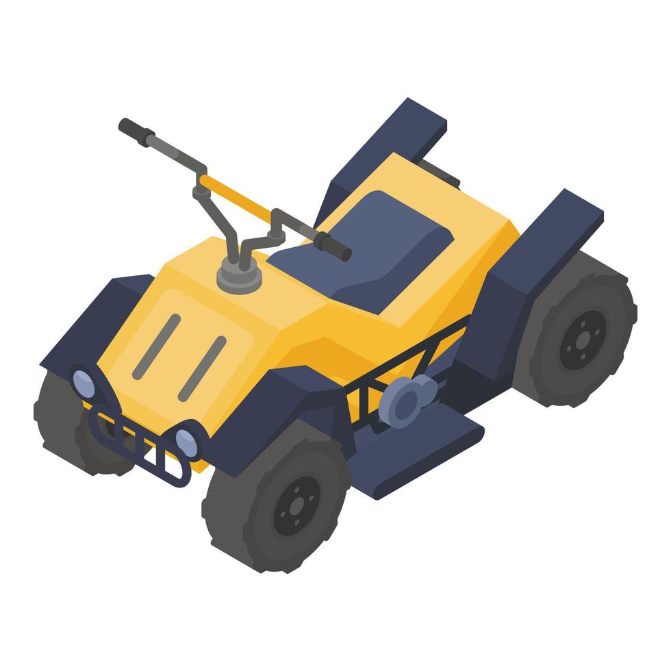 Yellow quad bike icon, isometric style vector