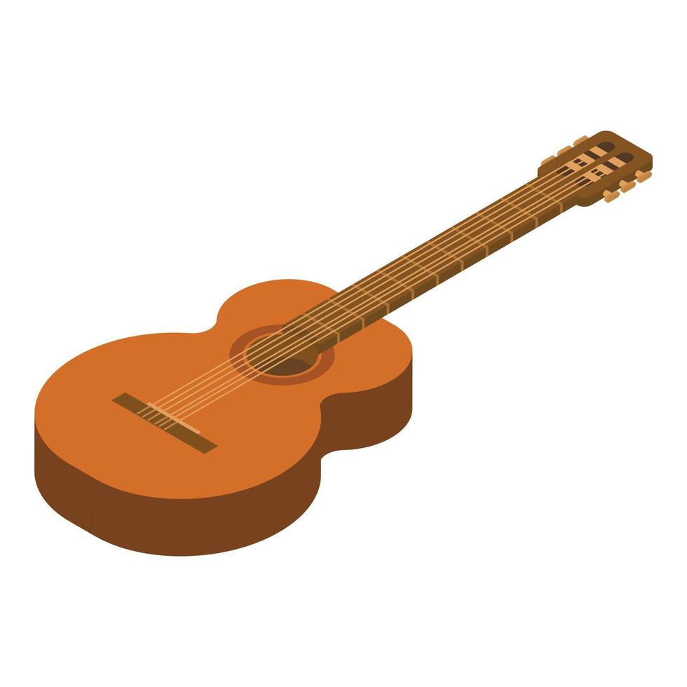 Acoustic guitar icon, isometric style vector