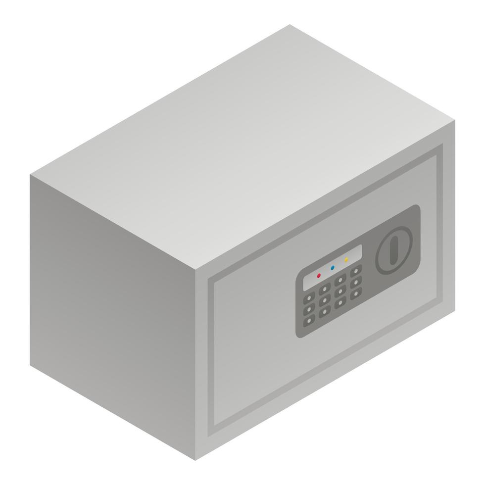 icono de caja fuerte de metal, estilo isométrico vector