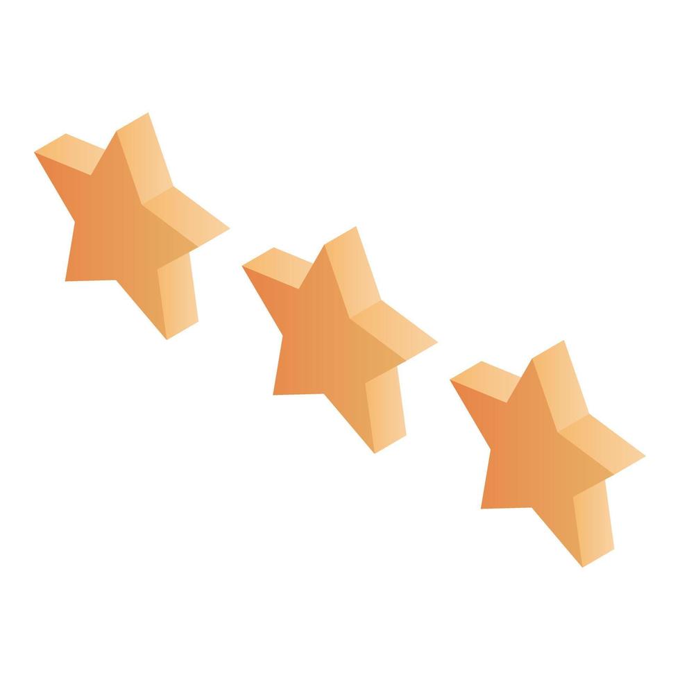 Three gold stars icon, isometric style vector