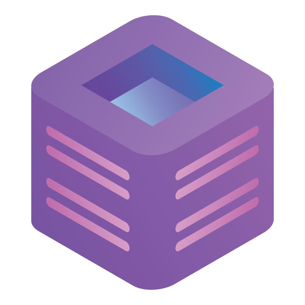 Cube chat icon, isometric style vector