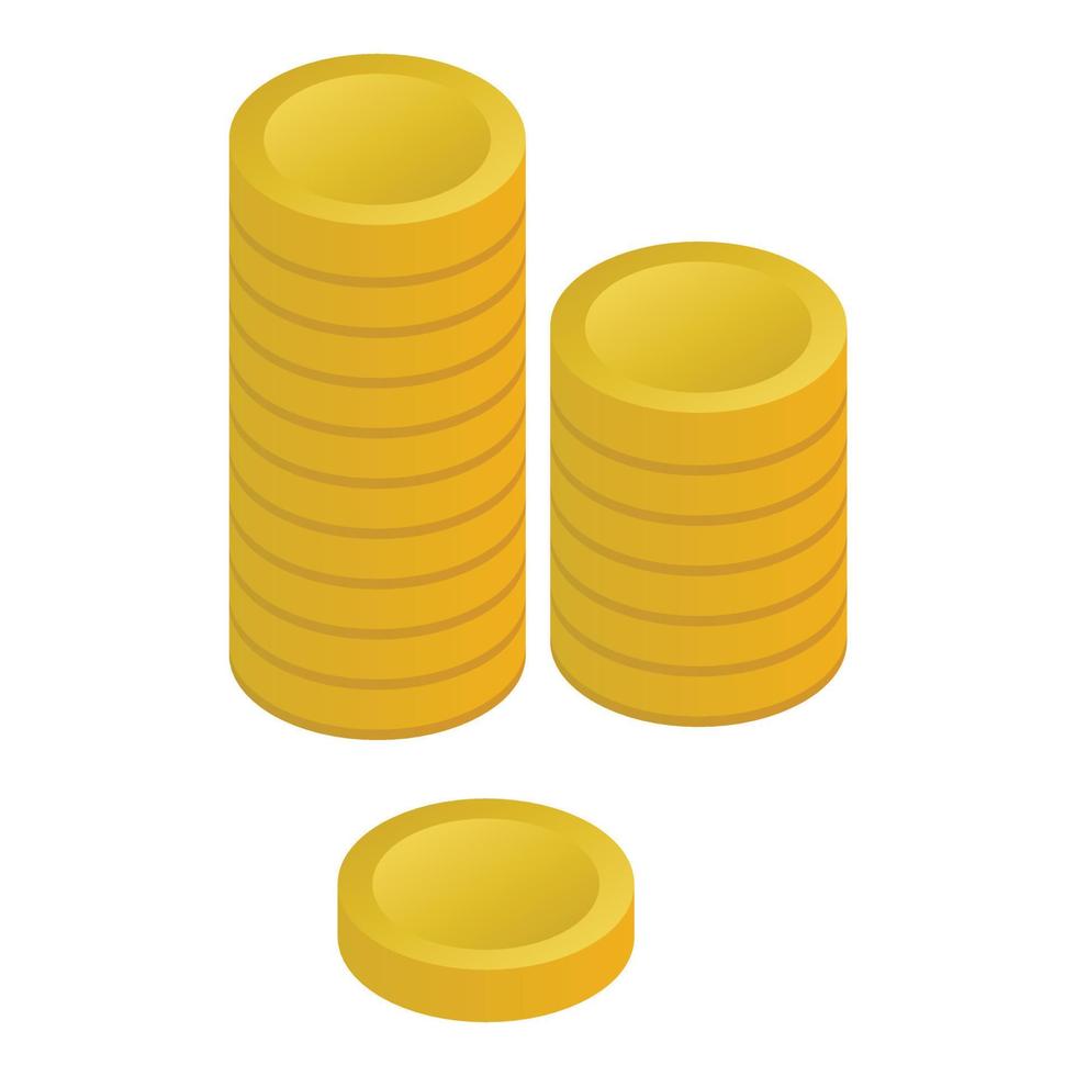 Coins gold stack icon, isometric style vector