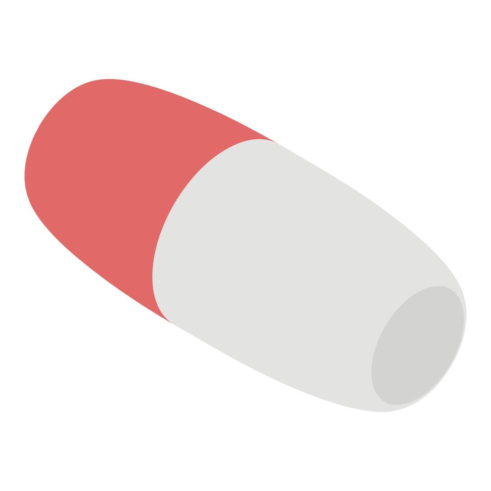 Red white medical capsule icon, isometric style vector