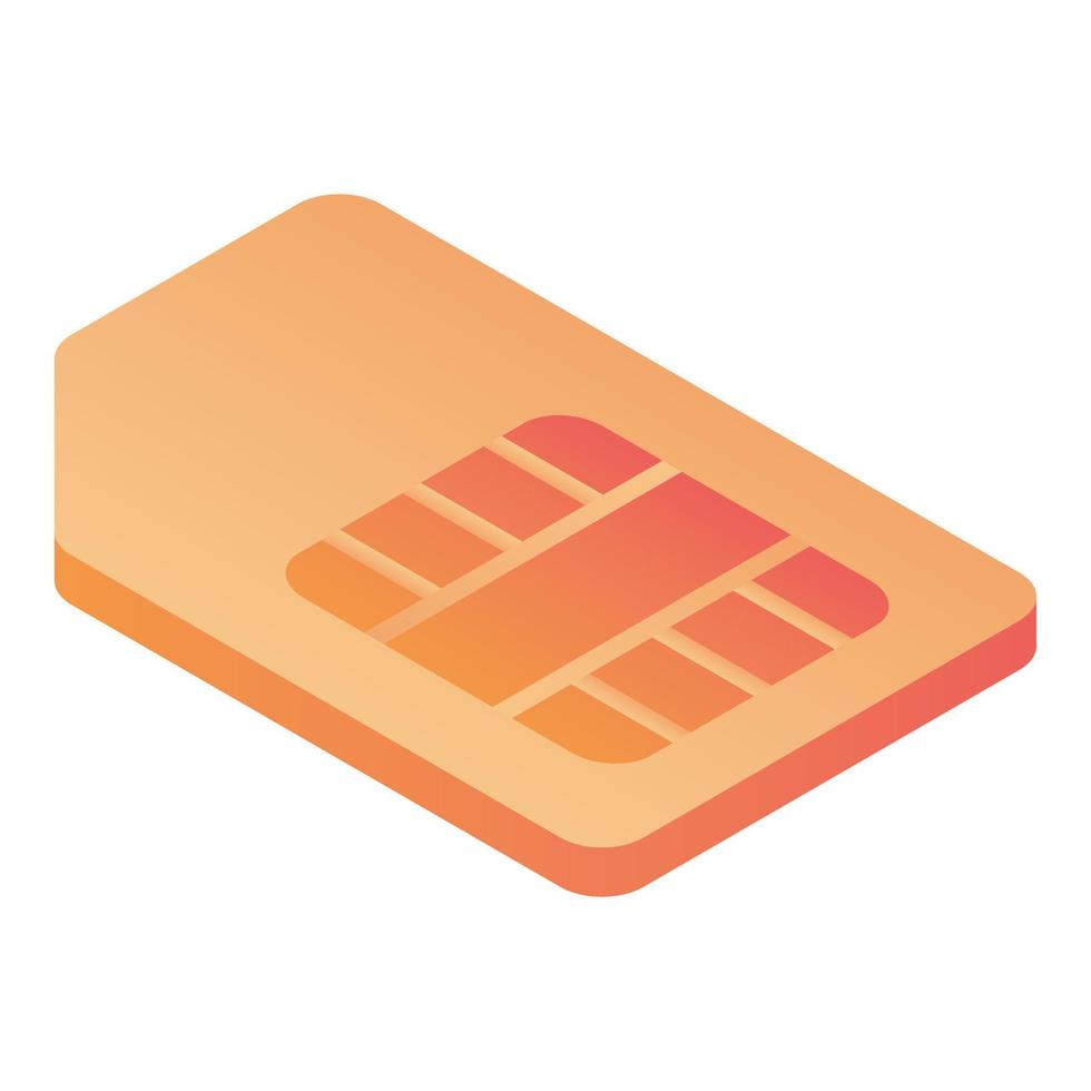 Phone sim card icon, isometric style vector