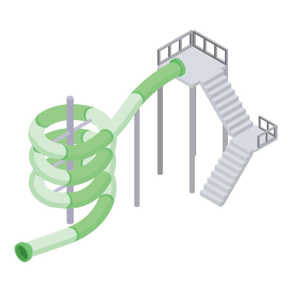 Water park green pipeline icon, isometric style vector