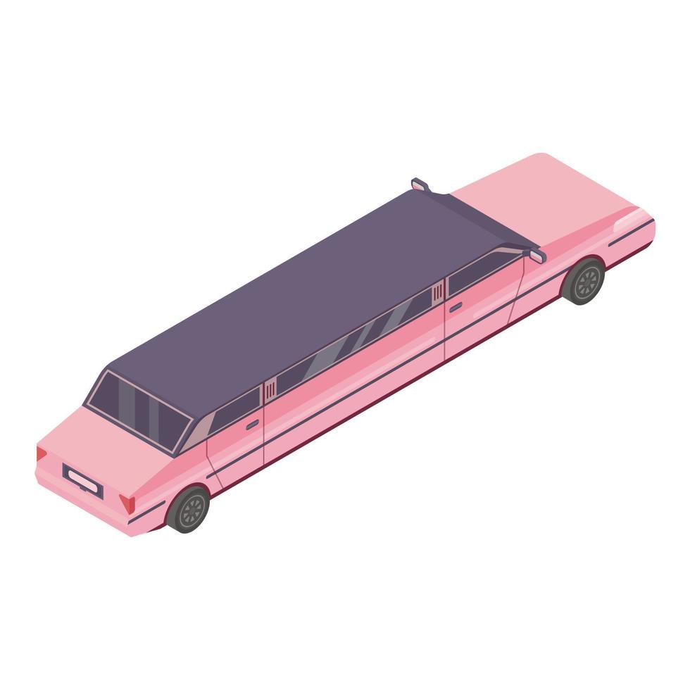 Pink limousine icon, isometric style vector