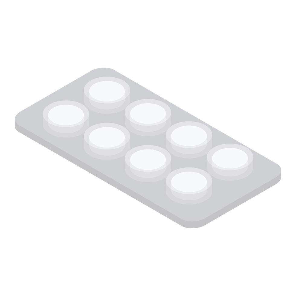 Pills pack icon, isometric style vector