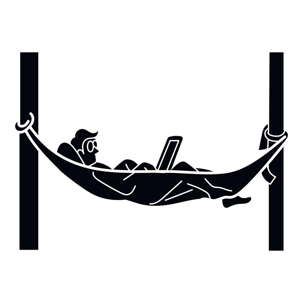 Man in hammock icon, simple style vector