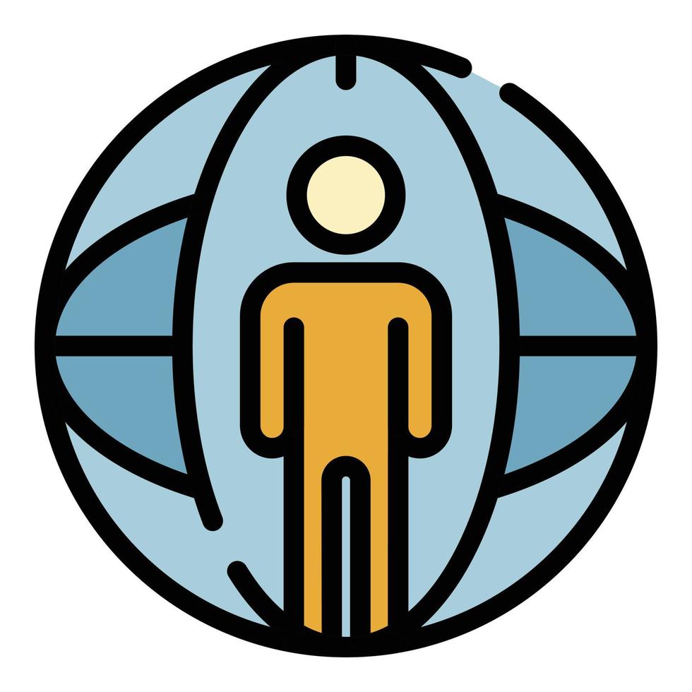 Man and globe icon color outline vector