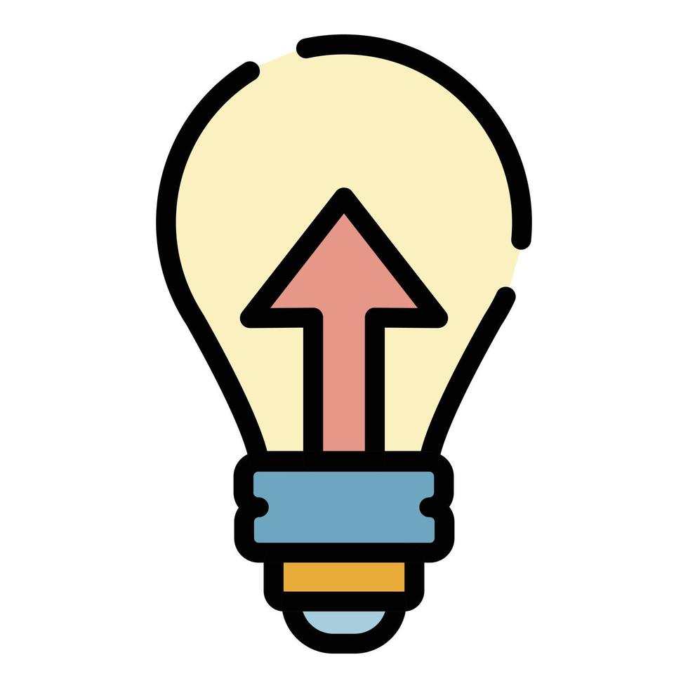 Up arrow in light bulb icon color outline vector