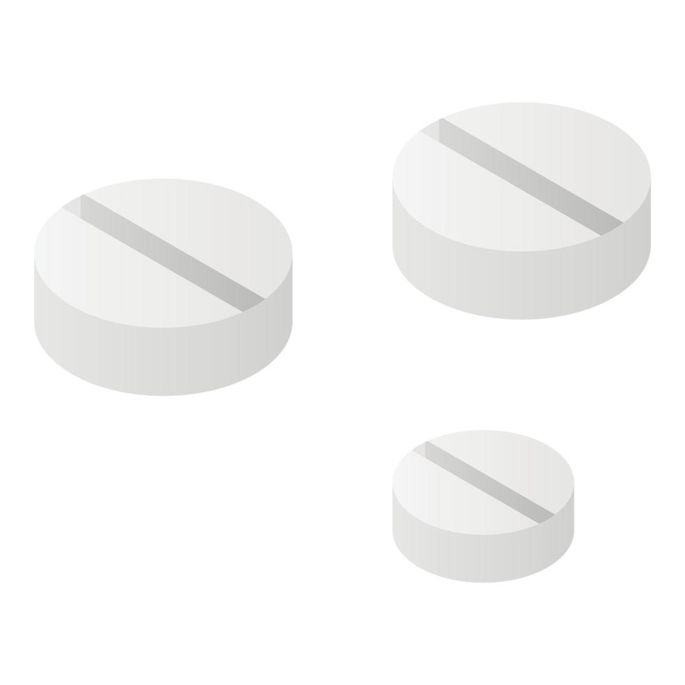 Medical round pills icon, isometric style vector