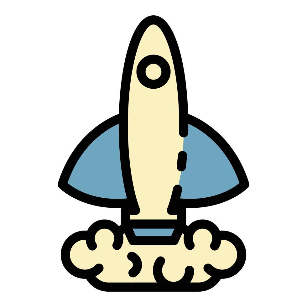 Rocket takeoff icon color outline vector