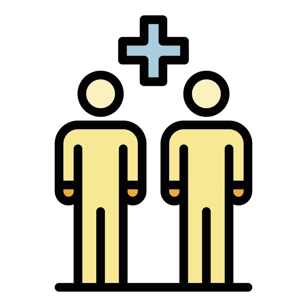 Plus between two people icon color outline vector