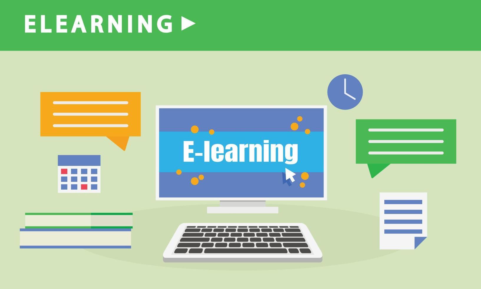 Home elearning banner, flat style vector