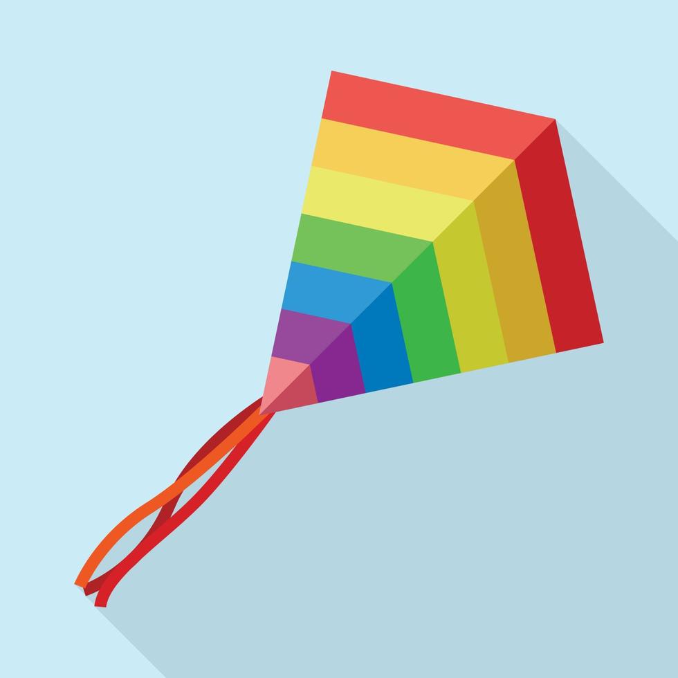 Sky rainbow kite icon, flat style vector