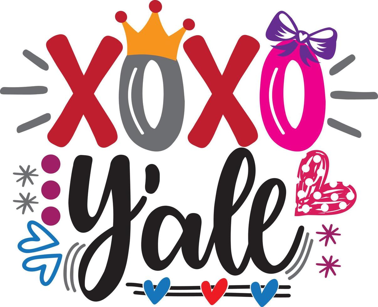 XoXo Yall, Valentines Day, Heart, Love, Be Mine, Holiday, Vector Illustration Files