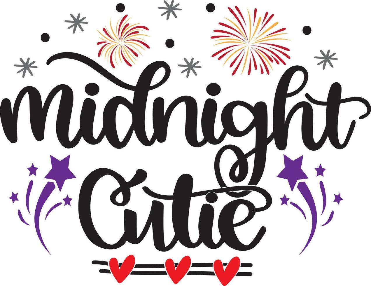 Midnight Cutie, Happy New Year, Cheers to the New Year, Holiday, Vector Illustration File