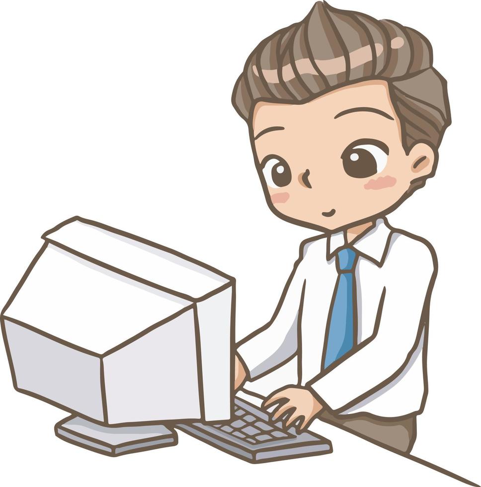 hombre trabajador dibujo dibujos animados garabatos kawaii anime página para colorear lindas dibujo ilustrativo imágenes prediseñadas personajes chibi manga cómics vector