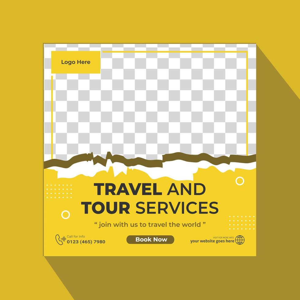 Square world travel agency social media post design, abstract template post for social media ad, design for travel ads vector
